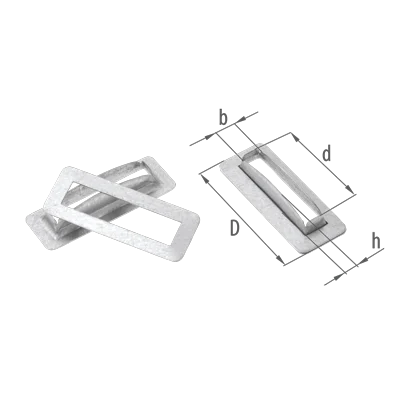 Set 100 Capse Dreptunghiulare Saiba inclusa  38 mm x 8 mm interior Zincate Antirugina