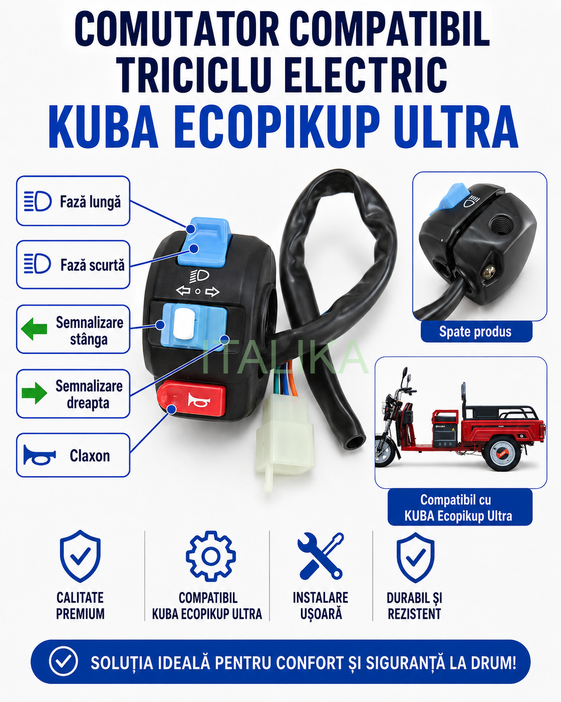COMUTATOR COMPATIBIL TRICICLU ELECTRIC ECOPIKUP KUBA