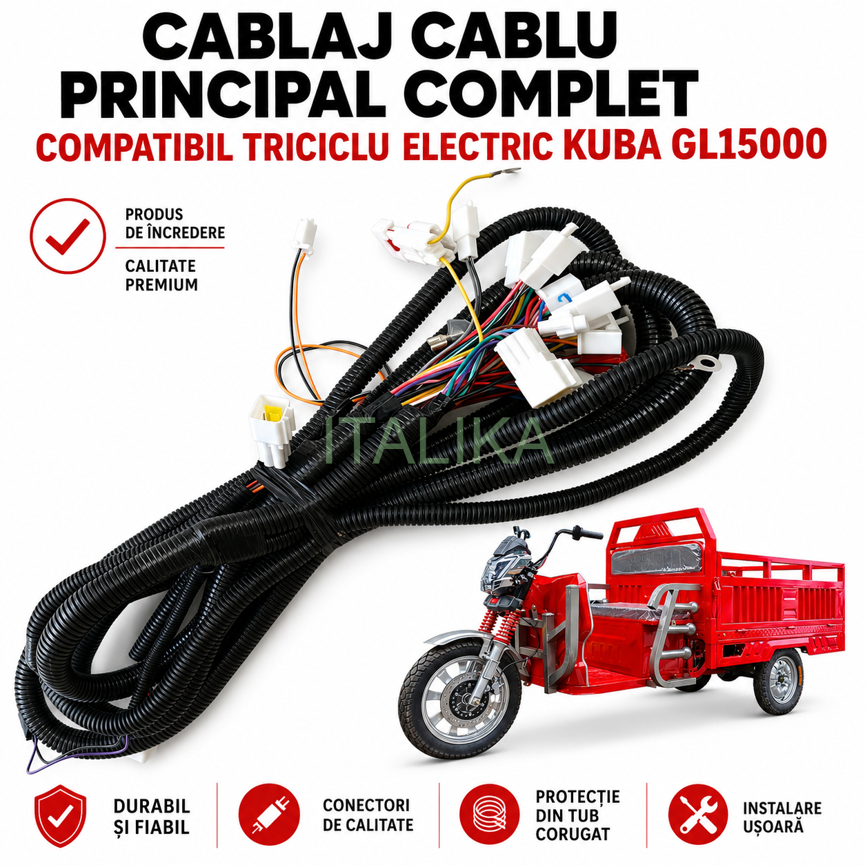 CABLU ELECTRIC INSTALATIE PRINCIPALA COMPLET COMPATIBIL TRICICLU ELECTRIC GL15000 KUBA