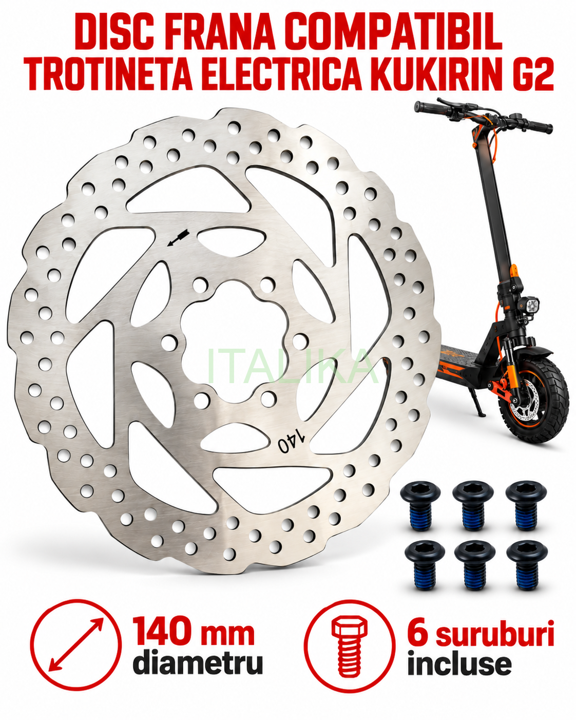 Disc FRANA Roata SPATE compatibil trotineta electrica KUKIRIN G2 G3 G4